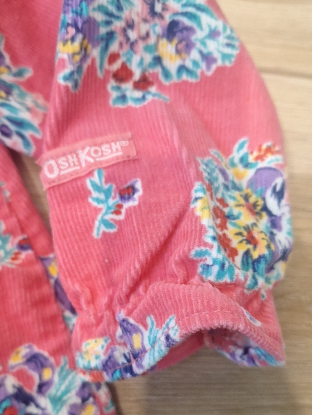Vintage OshKosh B'gosh The Genuine Article Coral Floral Corduroy Dress 18 mos - Picture 4 of 8